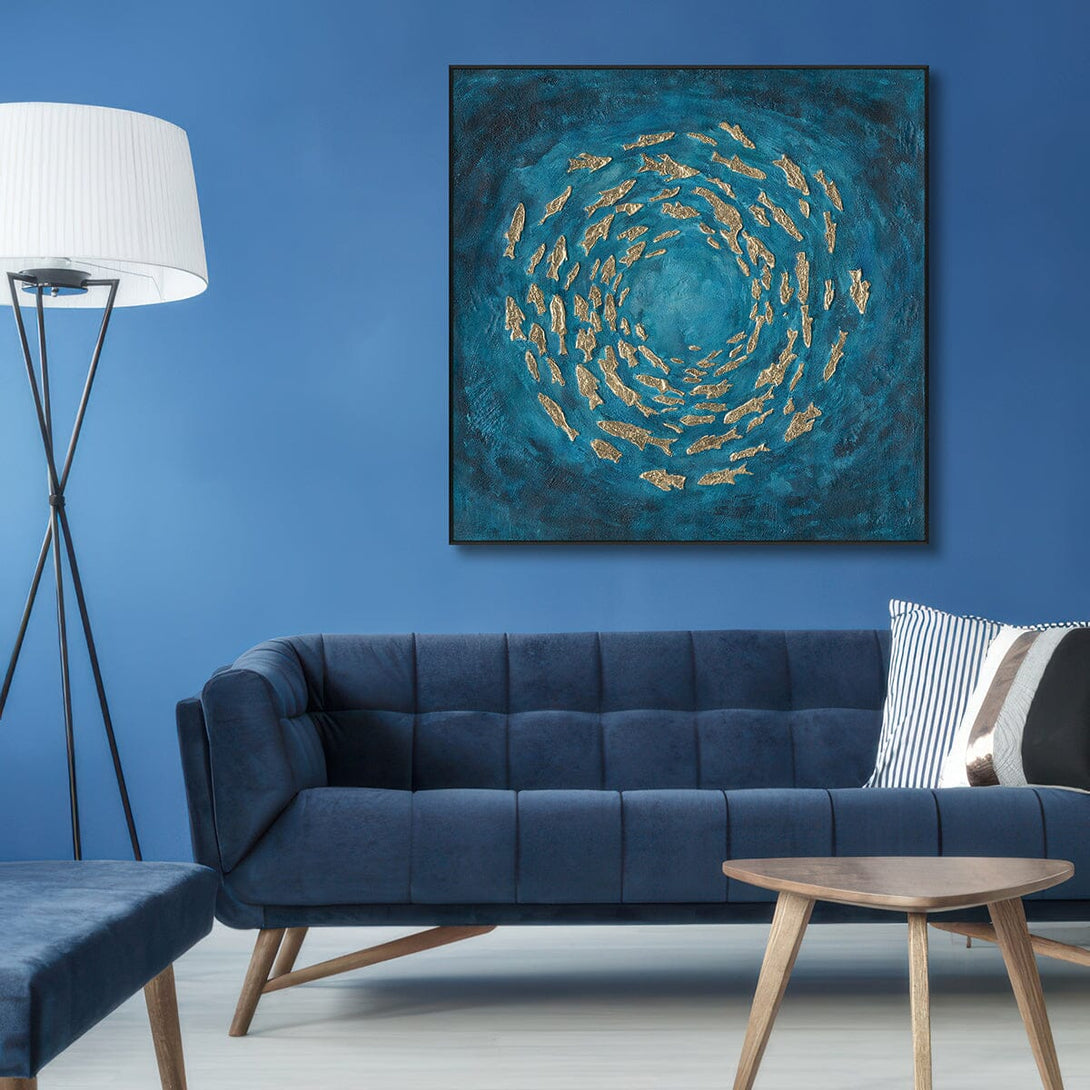 Ocean Swirl – Blue Fish Abstract Painting #L3609 Painting artwepaint 