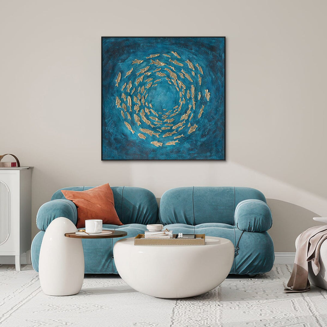 Ocean Swirl – Blue Fish Abstract Painting #L3609 Painting artwepaint 