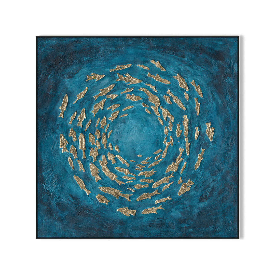 Ocean Swirl – Blue Fish Abstract Painting #L3609 Painting artwepaint 