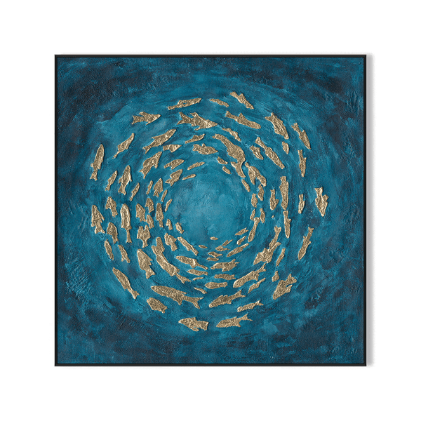 Ocean Swirl – Blue Fish Abstract Painting #L3609 Painting artwepaint 