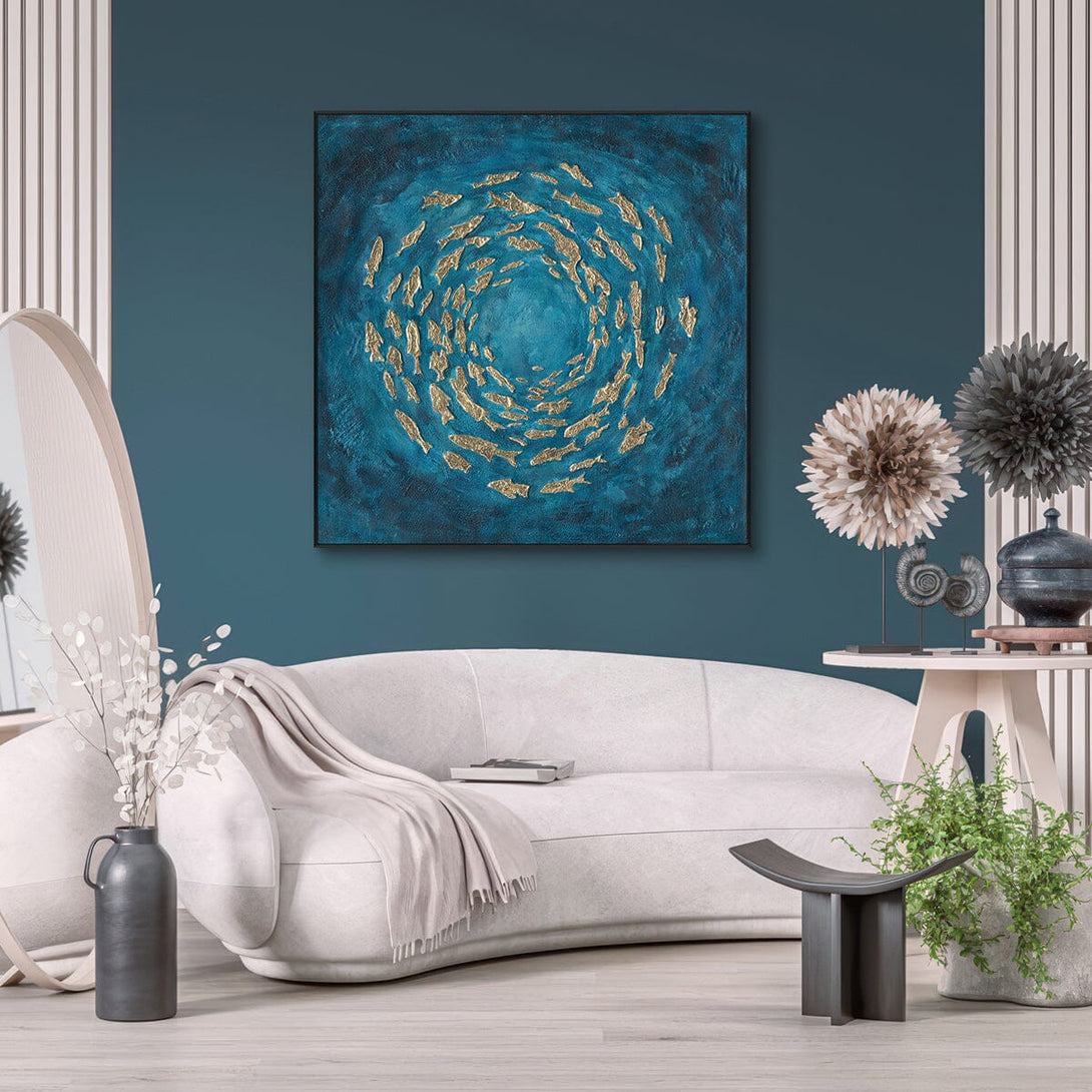 Ocean Swirl – Blue Fish Abstract Painting #L3609 Painting artwepaint 