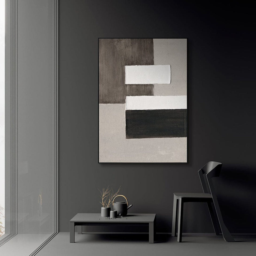 Orderly Forms - Grey Black White Geometric Texture#M2569 Painting artwepaint 