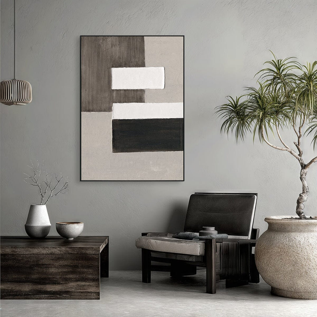 Orderly Forms - Grey Black White Geometric Texture#M2569 Painting artwepaint 