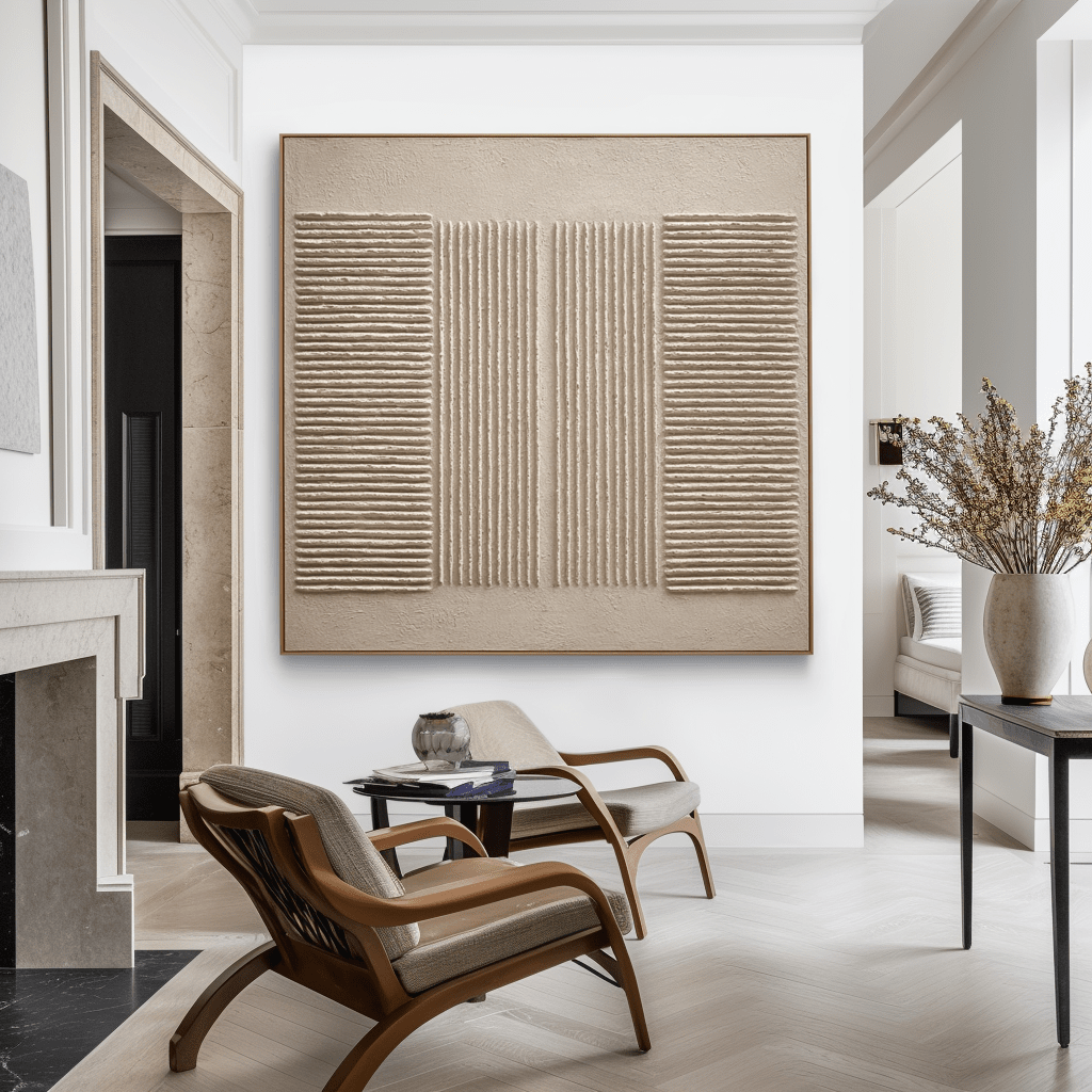 Parallel Serenity – Beige Line Textured Painting #93060 Painting artwepaint 