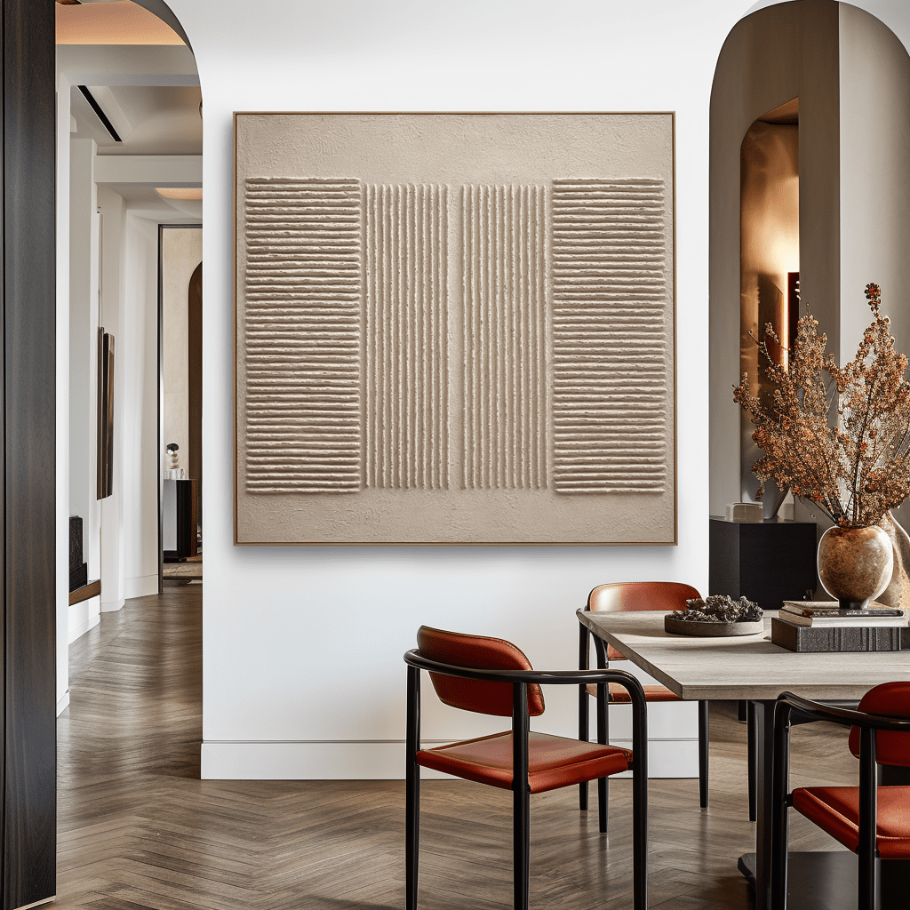 Parallel Serenity – Beige Line Textured Painting #93060 Painting artwepaint 