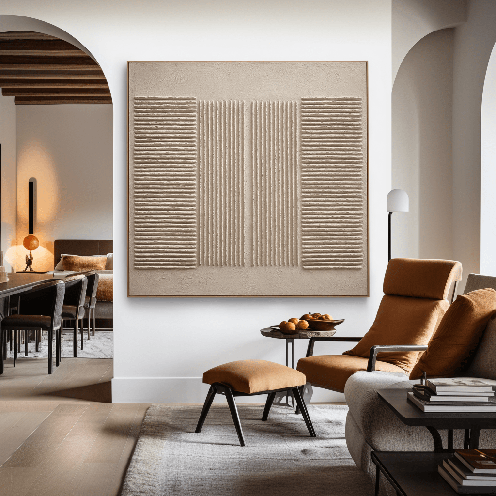 Parallel Serenity – Beige Line Textured Painting #93060 Painting artwepaint 