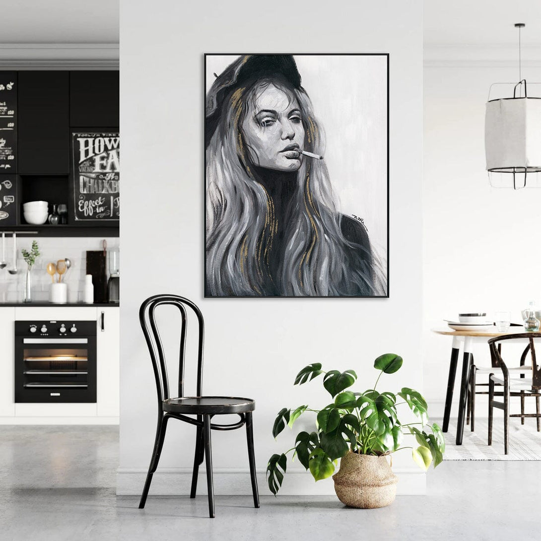 Paris Noir - Beret Muse Portrait#L0132 Painting artwepaint 