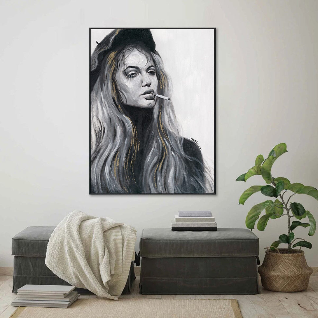 Paris Noir - Beret Muse Portrait#L0132 Painting artwepaint 