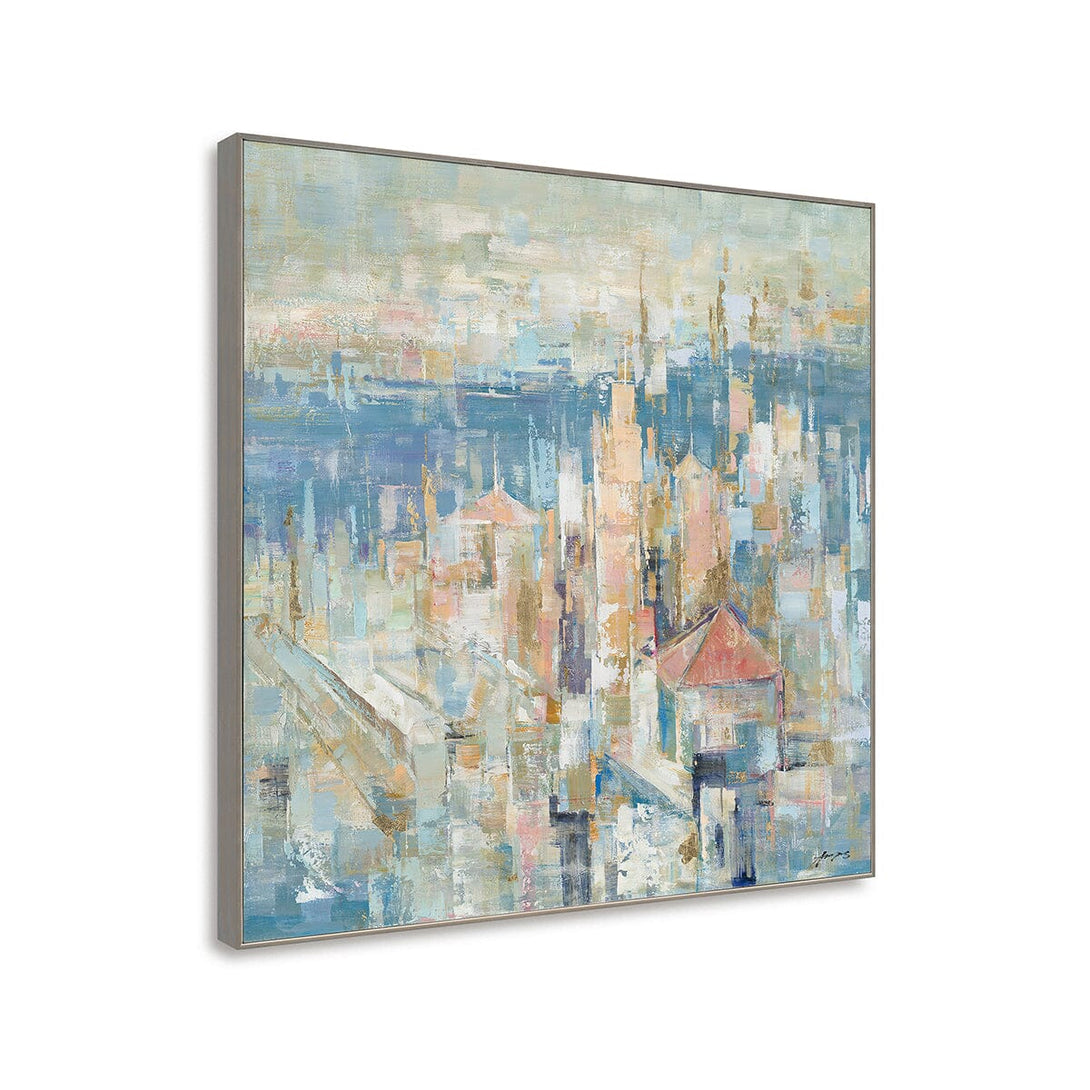 Pastel Cityscape with Gold-Abstract Art #M5785 Painting artwepaint 