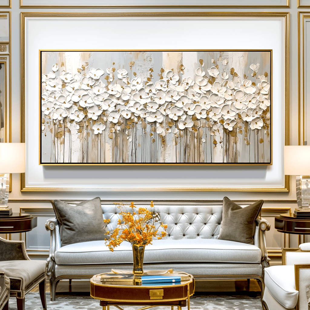 Petal Symphony - White Orchid Textured Painting #74 Painting artwepaint 