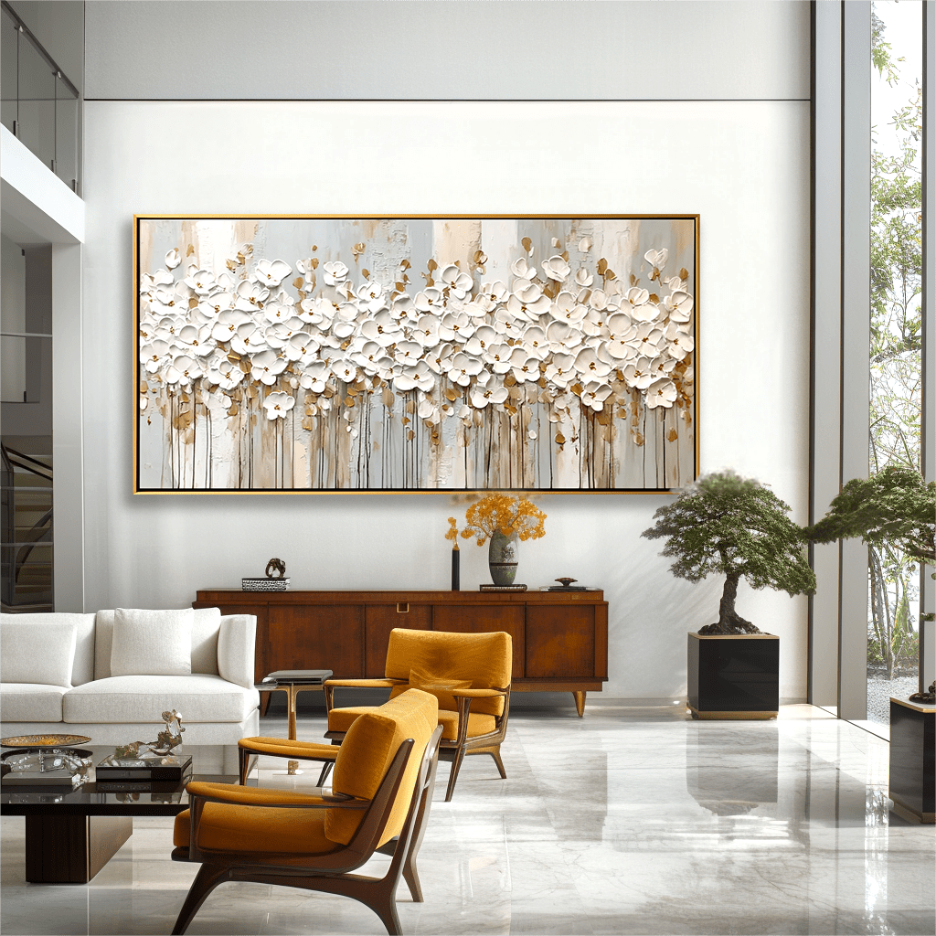 Petal Symphony - White Orchid Textured Painting #74 Painting artwepaint 