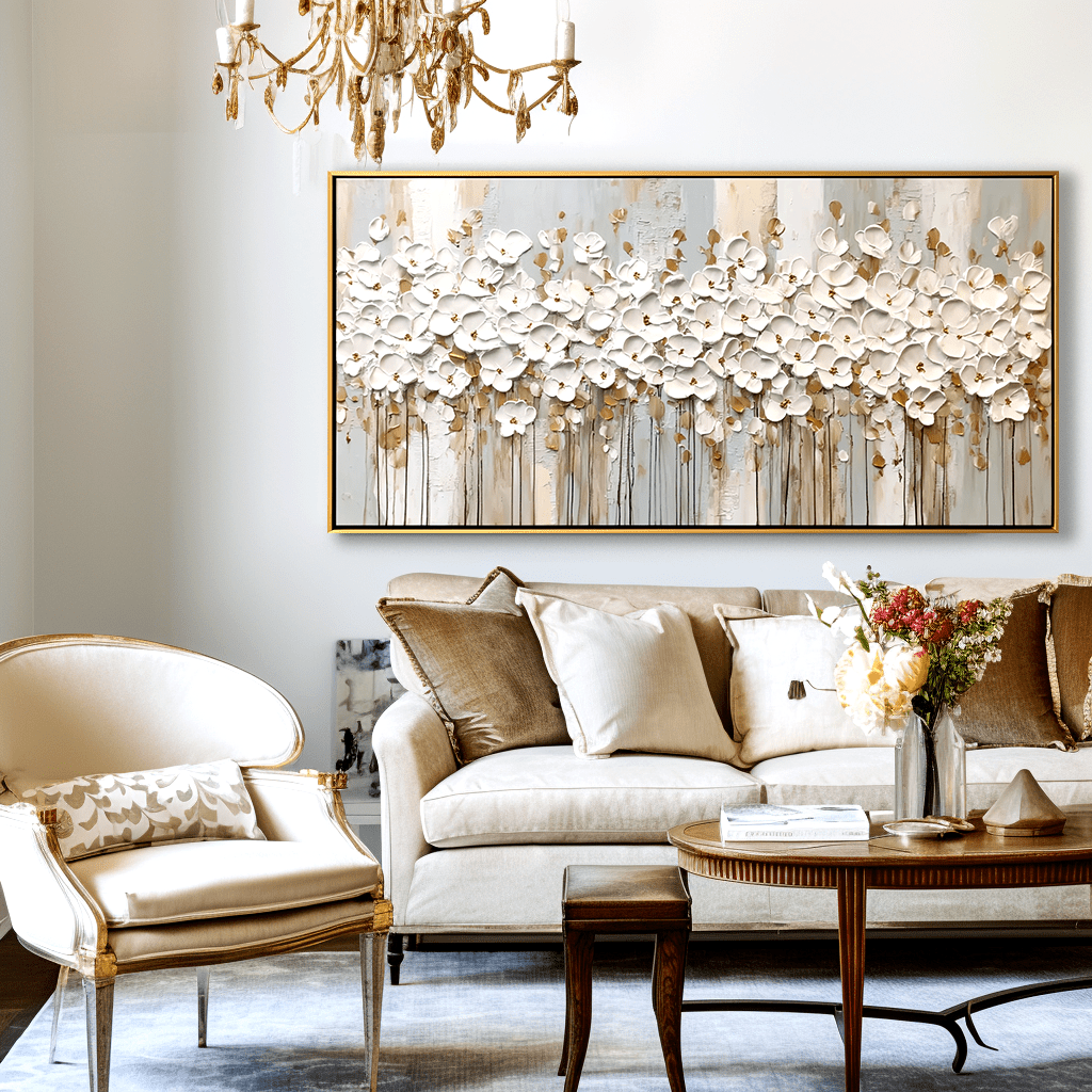 Petal Symphony - White Orchid Textured Painting #74 Painting artwepaint 