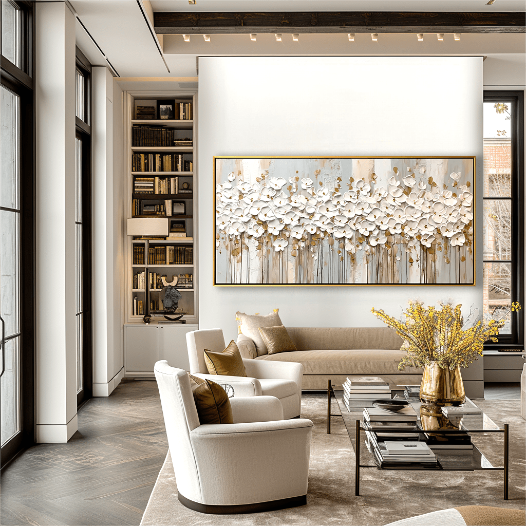 Petal Symphony - White Orchid Textured Painting #74 Painting artwepaint 