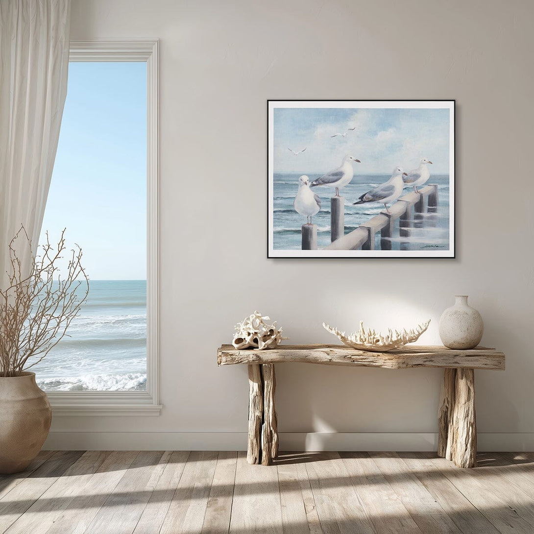 Pier Rendezvous - Seagull Flock Oil Painting#M6966 Painting artwepaint 