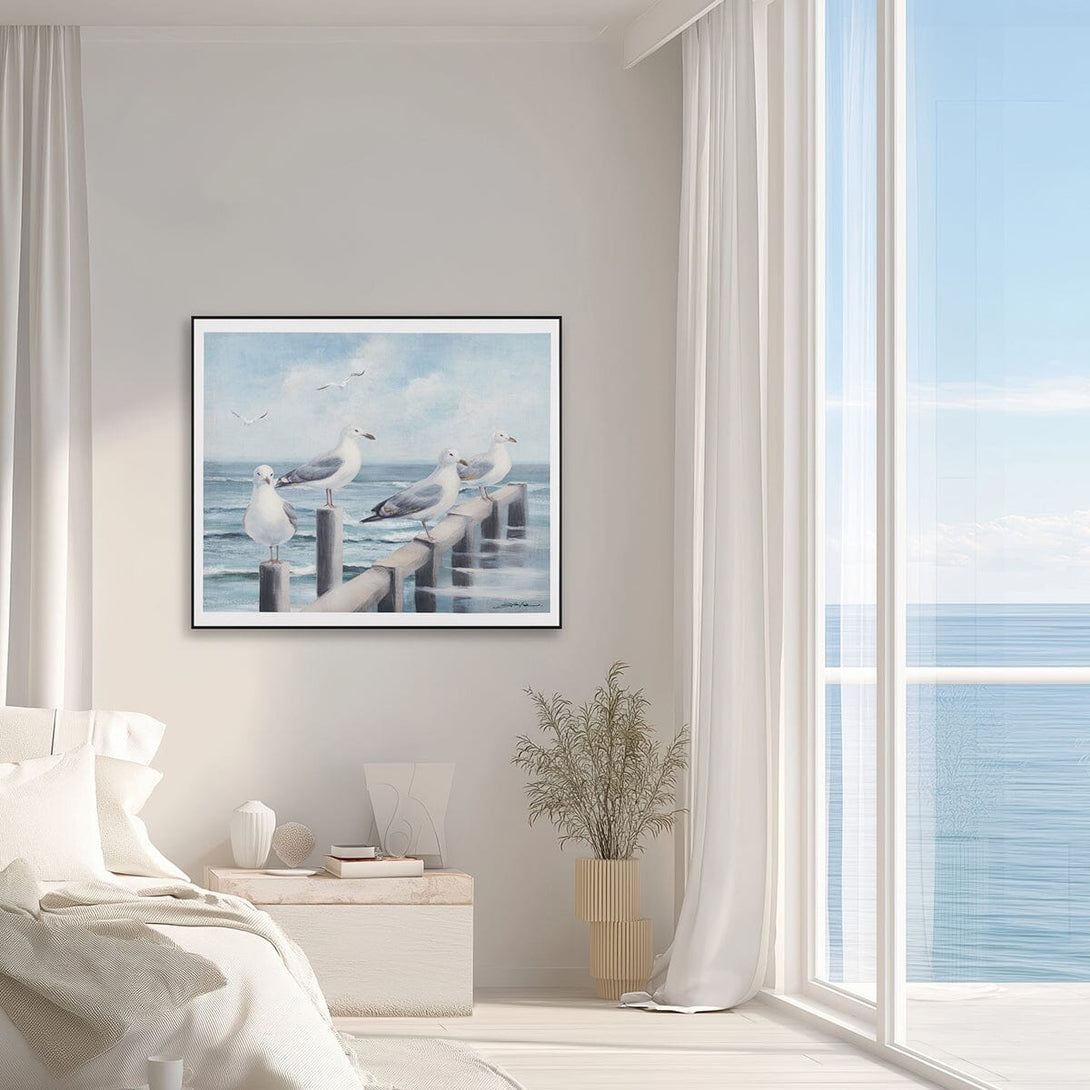 Pier Rendezvous - Seagull Flock Oil Painting#M6966 Painting artwepaint 