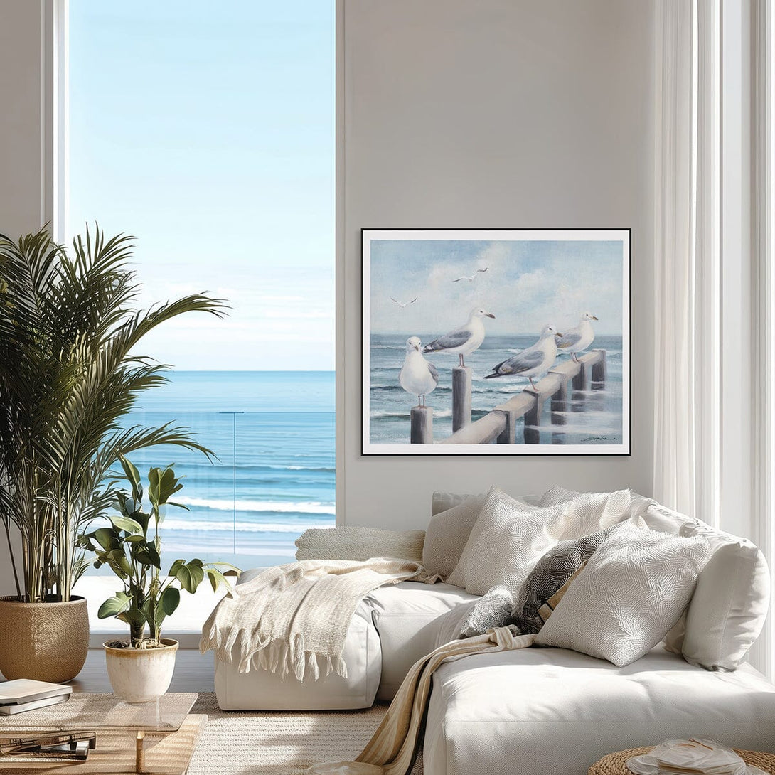 Pier Rendezvous - Seagull Flock Oil Painting#M6966 Painting artwepaint 