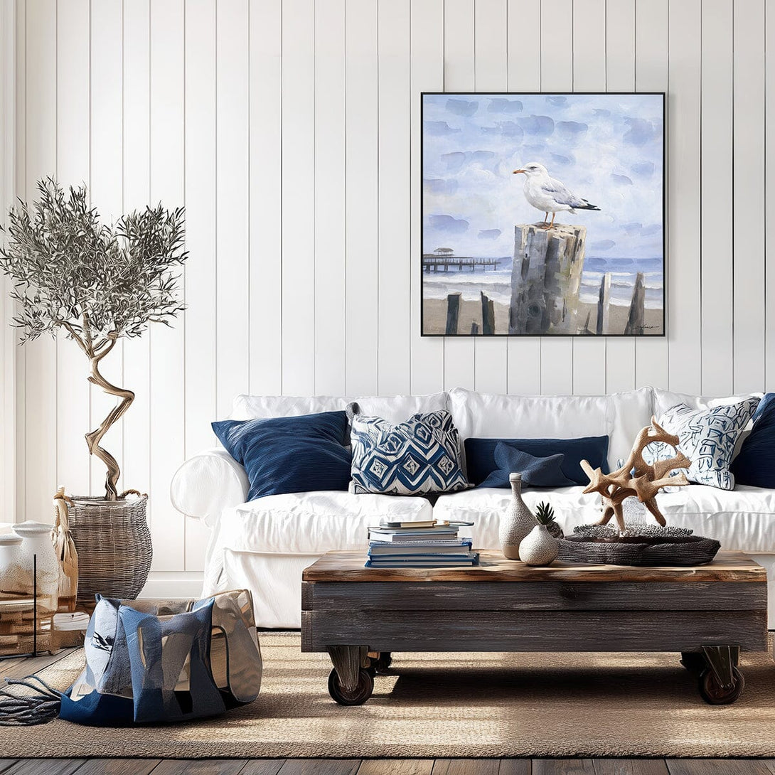 Post Sentinel - Seagull Oil Painting#M6974 Painting artwepaint 