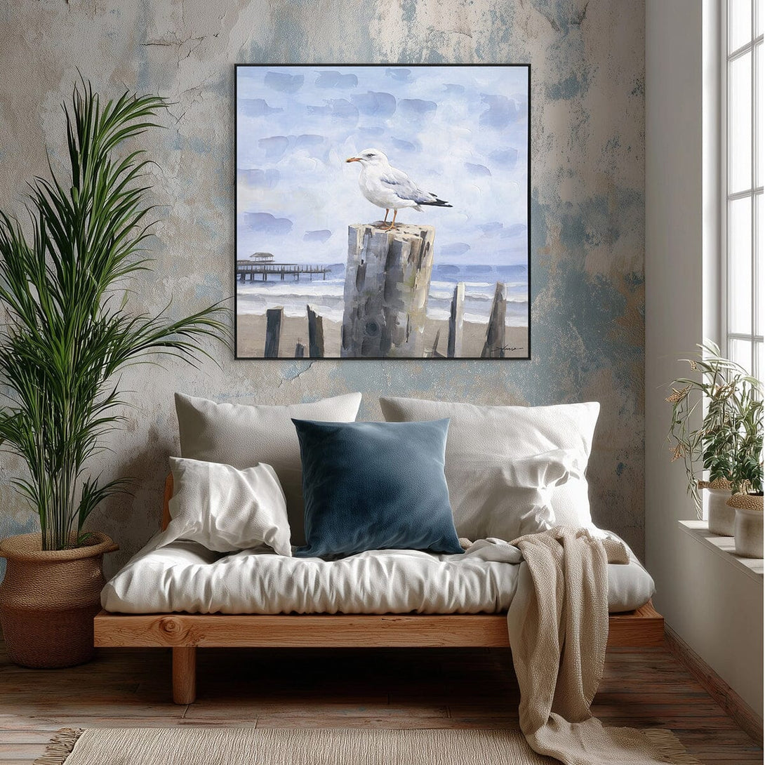 Post Sentinel - Seagull Oil Painting#M6974 Painting artwepaint 