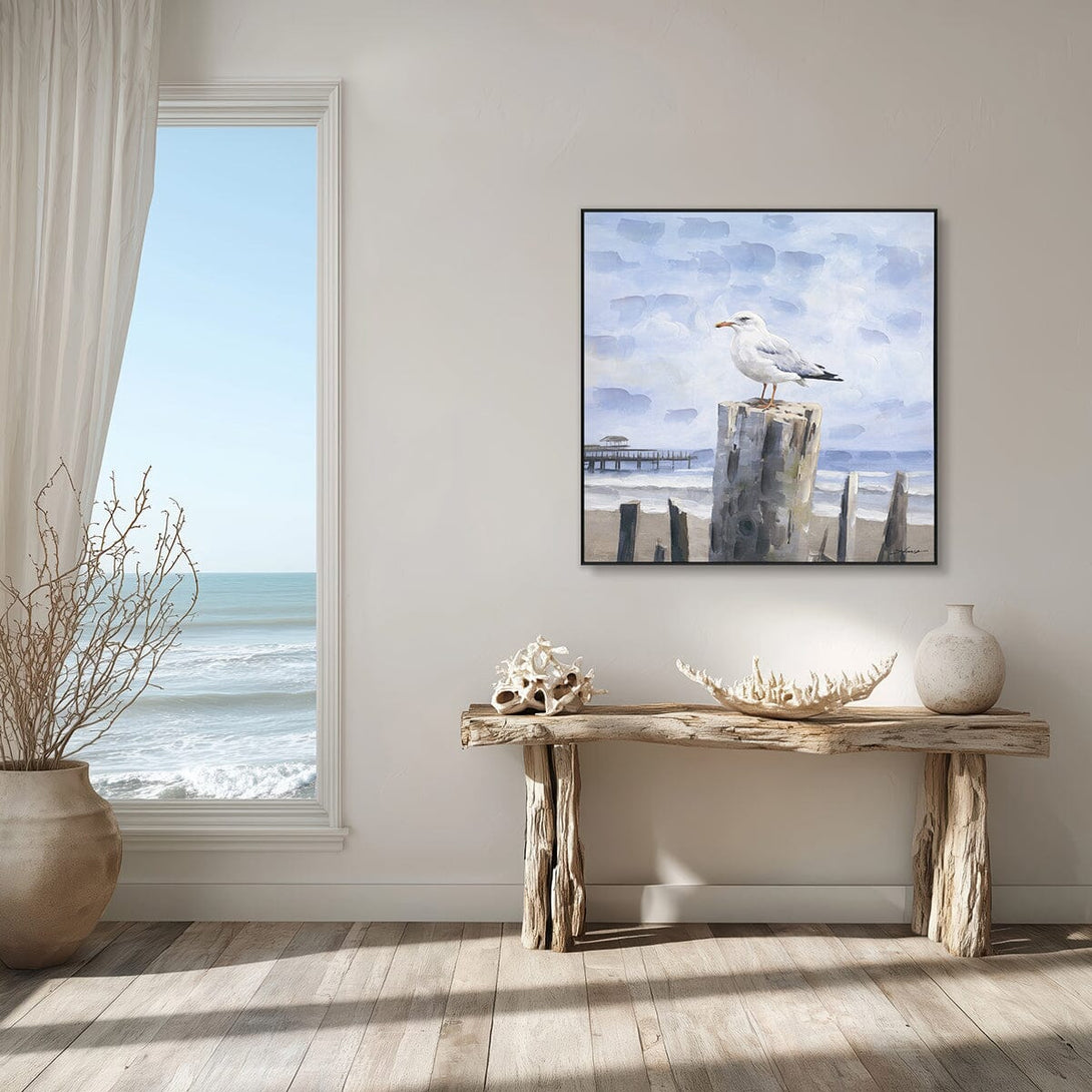 Post Sentinel - Seagull Oil Painting#M6974 Painting artwepaint 