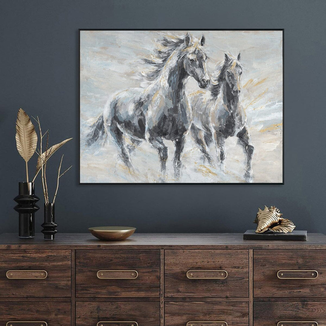 Power in Pairs – Twin Horses Abstract#L0522 Painting artwepaint 