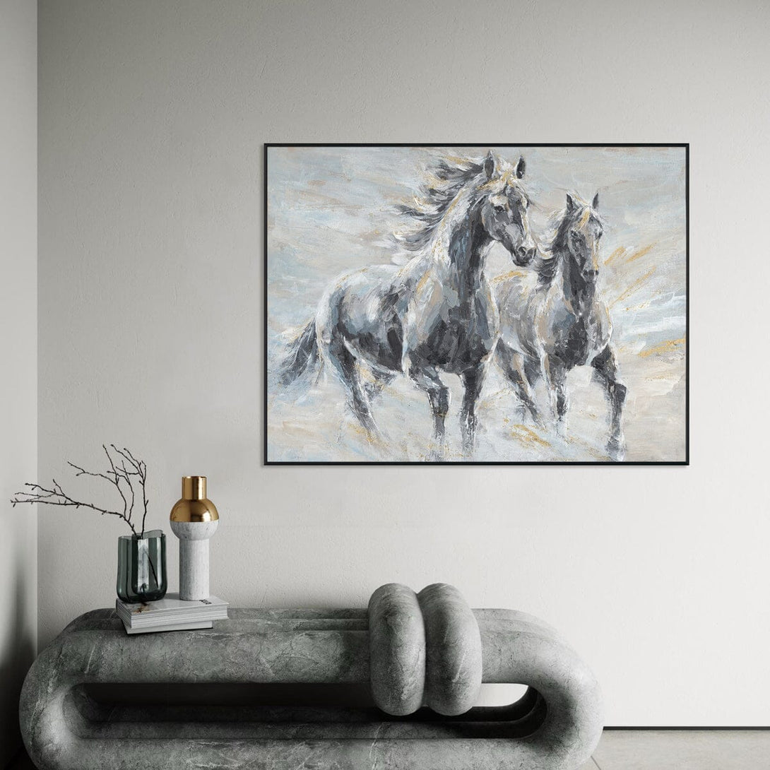 Power in Pairs – Twin Horses Abstract#L0522 Painting artwepaint 