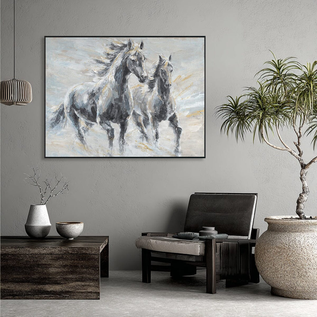 Power in Pairs – Twin Horses Abstract#L0522 Painting artwepaint 