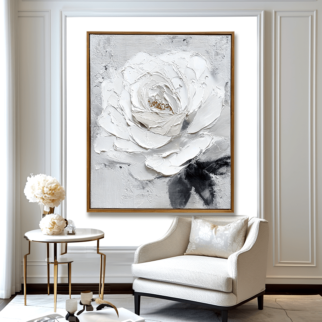 Pure Blossom – White Rose Textured Painting #93052 Painting artwepaint 