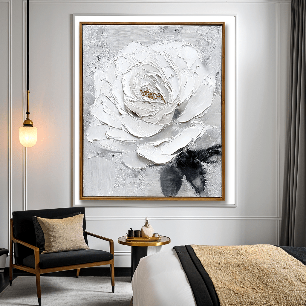Pure Blossom – White Rose Textured Painting #93052 Painting artwepaint 