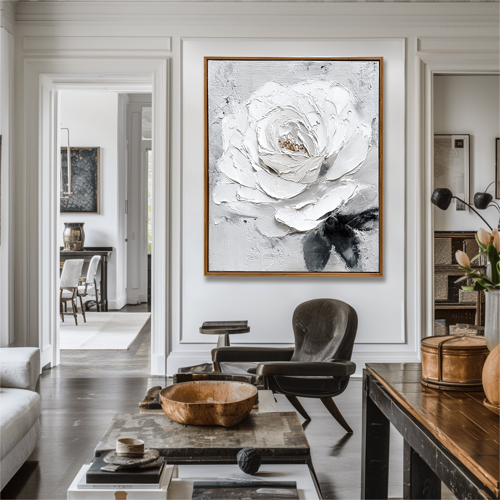 Pure Blossom – White Rose Textured Painting #93052 Painting artwepaint 