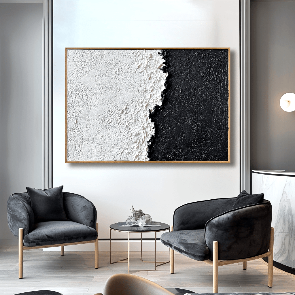 Pure Divide – Black and White Minimal Texture Painting #93043 Painting artwepaint 