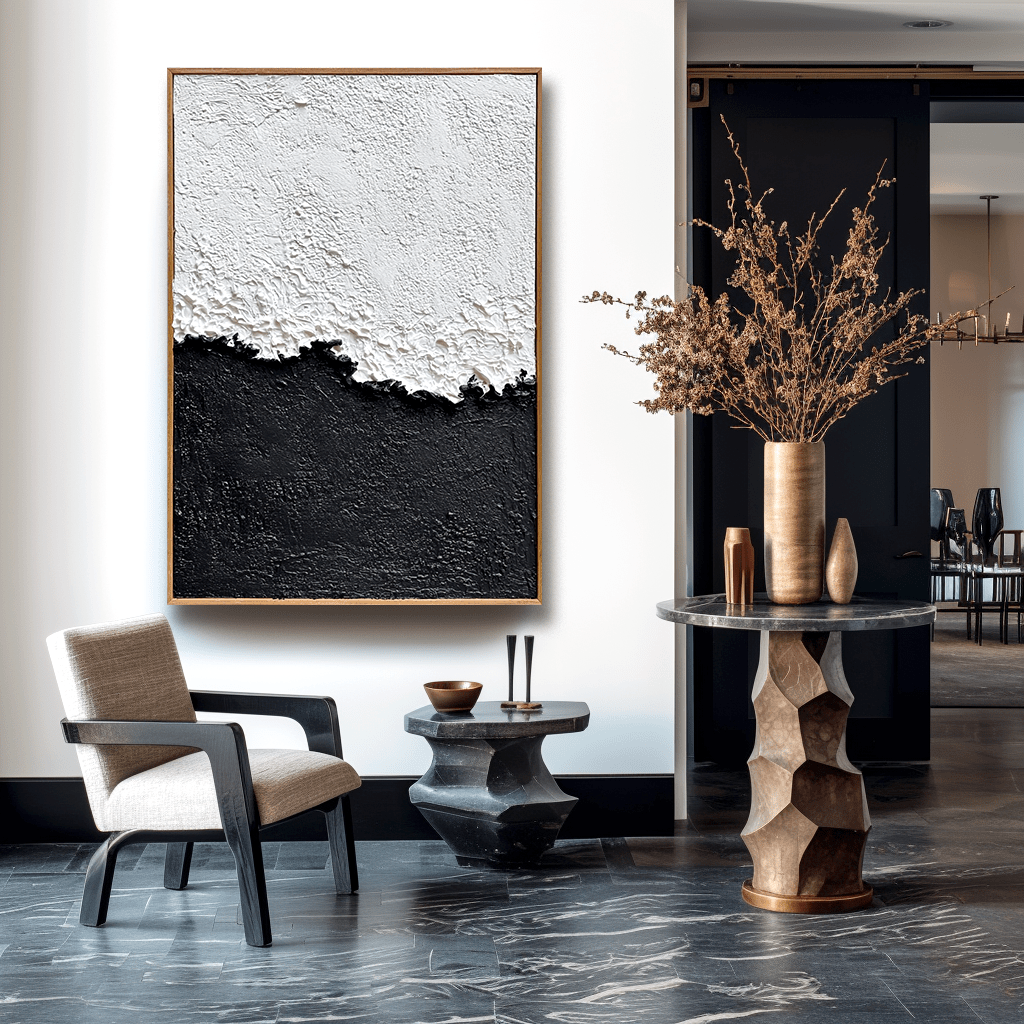 Pure Divide – Black and White Minimal Texture Painting #93043 Painting artwepaint 