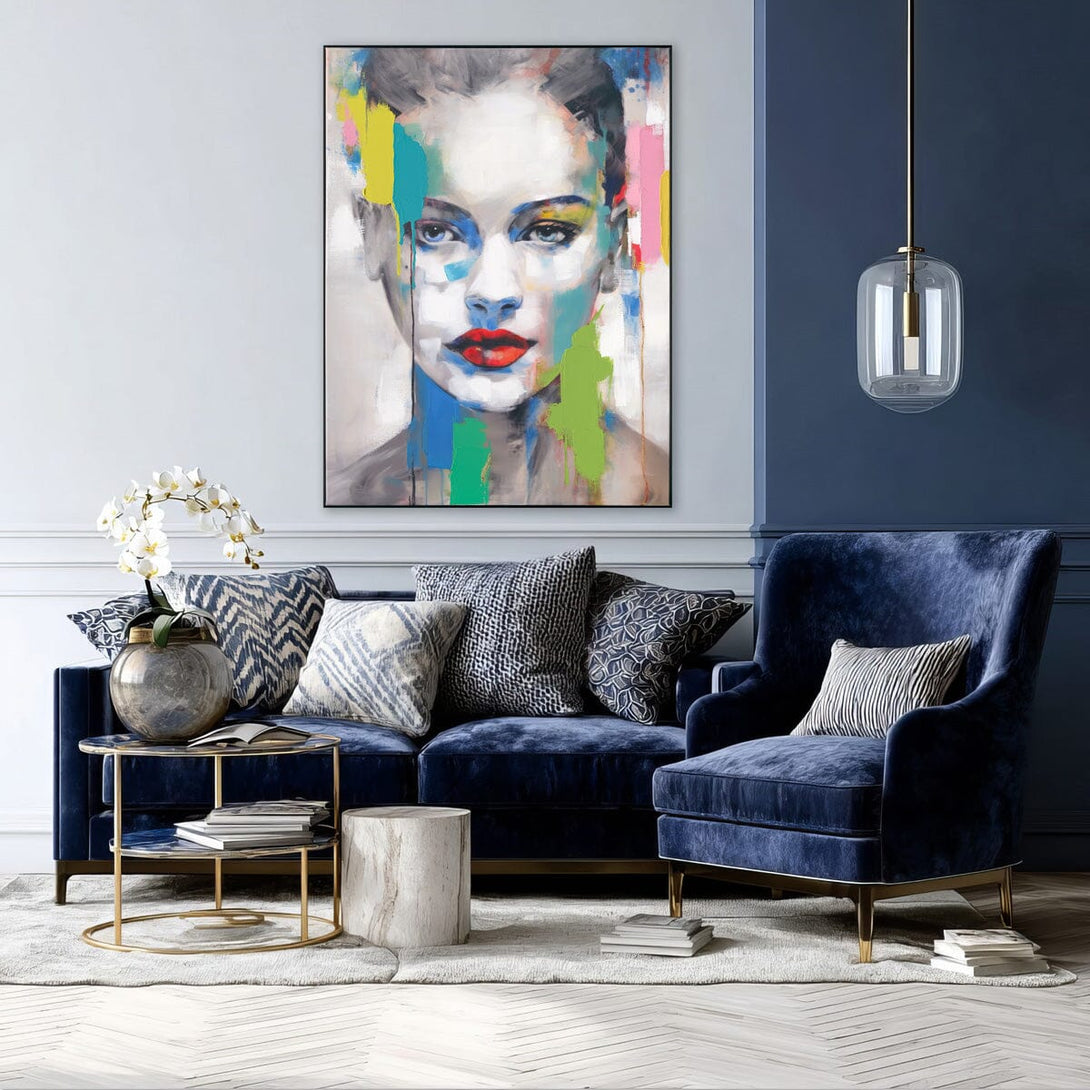 Pure Gaze - Modern Color Block Portrait #M2641 Painting artwepaint 