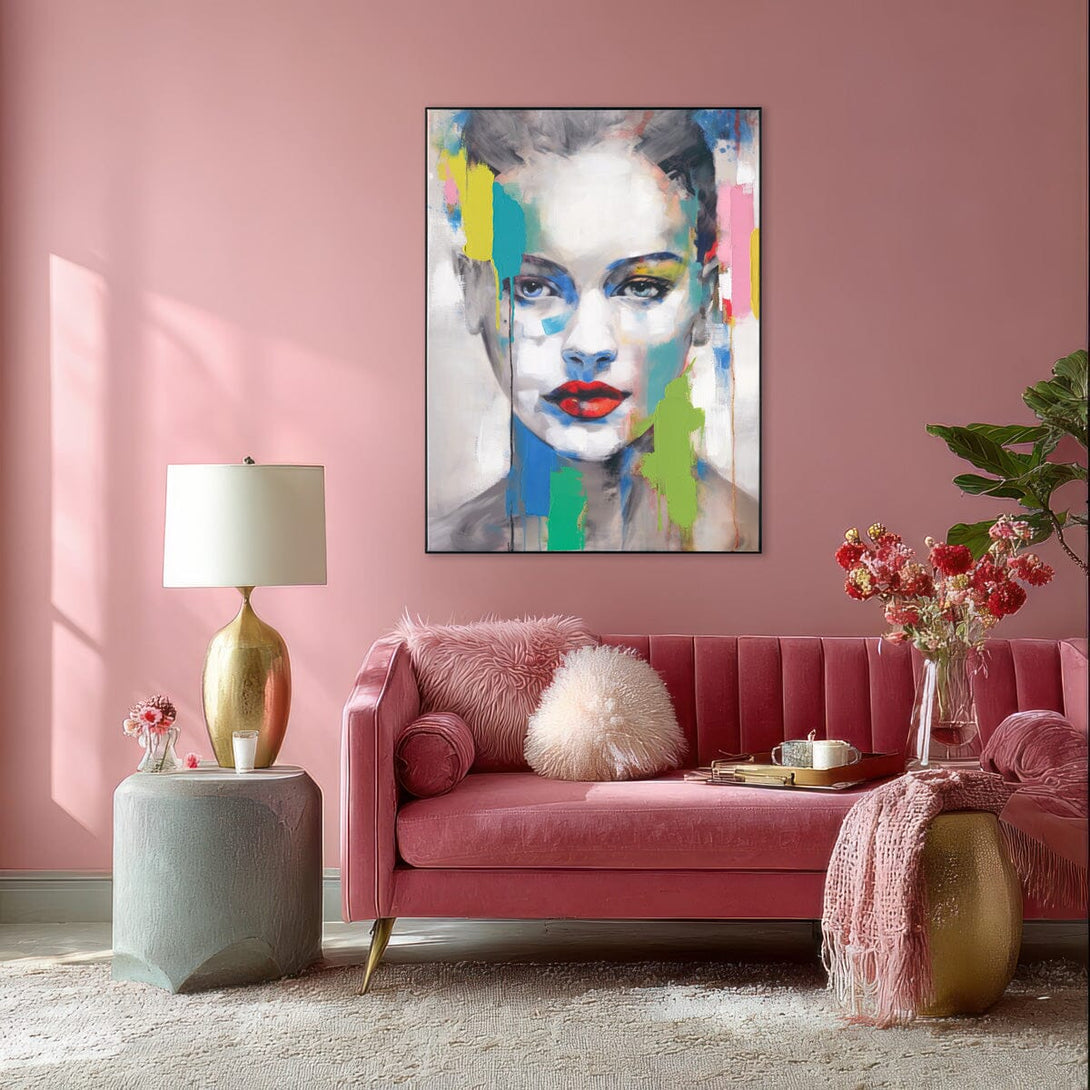 Pure Gaze - Modern Color Block Portrait #M2641 Painting artwepaint 