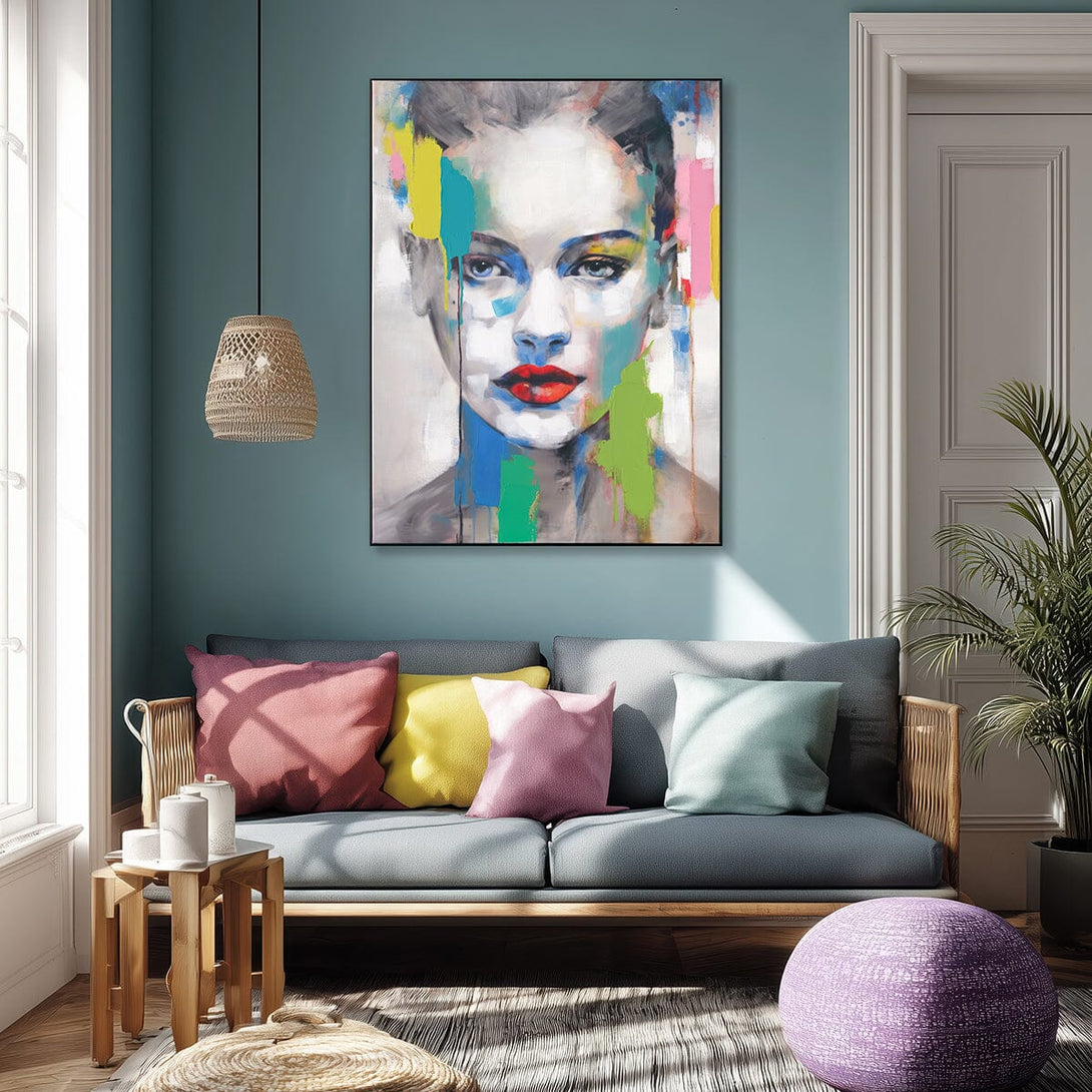 Pure Gaze - Modern Color Block Portrait #M2641 Painting artwepaint 