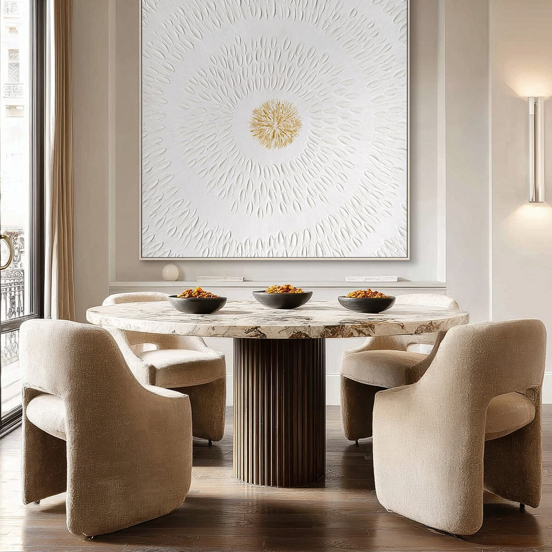 Radiant Bloom - White Relief Floral Art #M4650 Painting artwepaint 