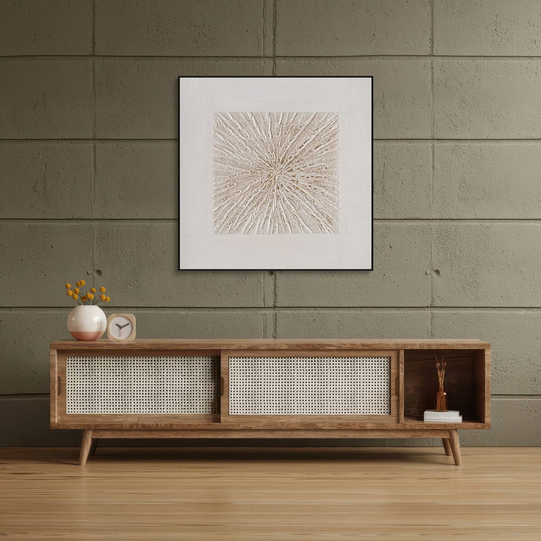 Radiant Burst – White Gold Abstract Texture #L5098 Painting artwepaint 