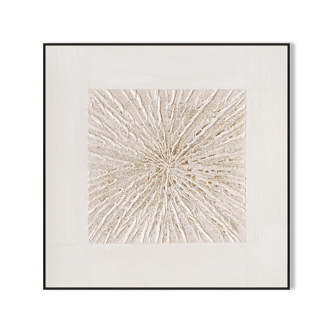 Radiant Burst – White Gold Abstract Texture #L5098 Painting artwepaint 