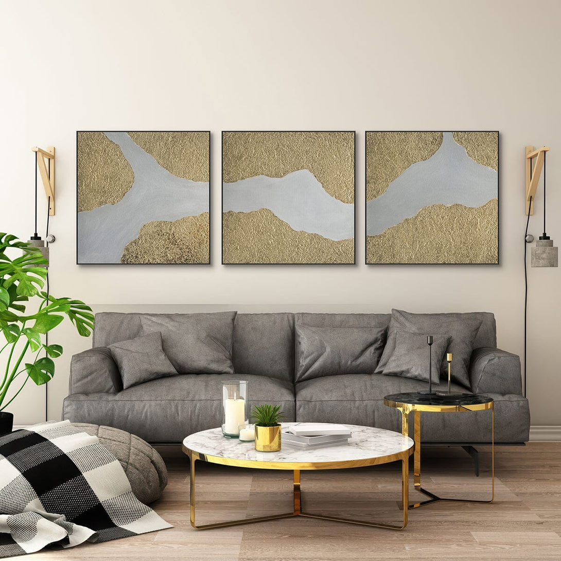 Radiant Divide – Gold Foil Abstract Painting #J4222 Painting artwepaint 