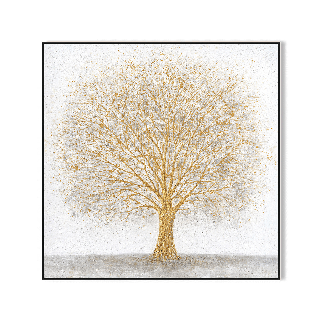 Radiant Life – Golden Tree on White Canvas #J4172 Painting artwepaint 