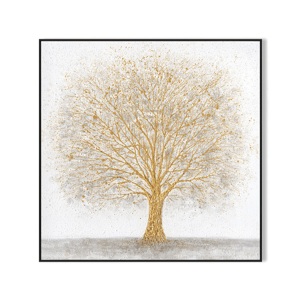 Radiant Life – Golden Tree on White Canvas #J4172 Painting artwepaint 