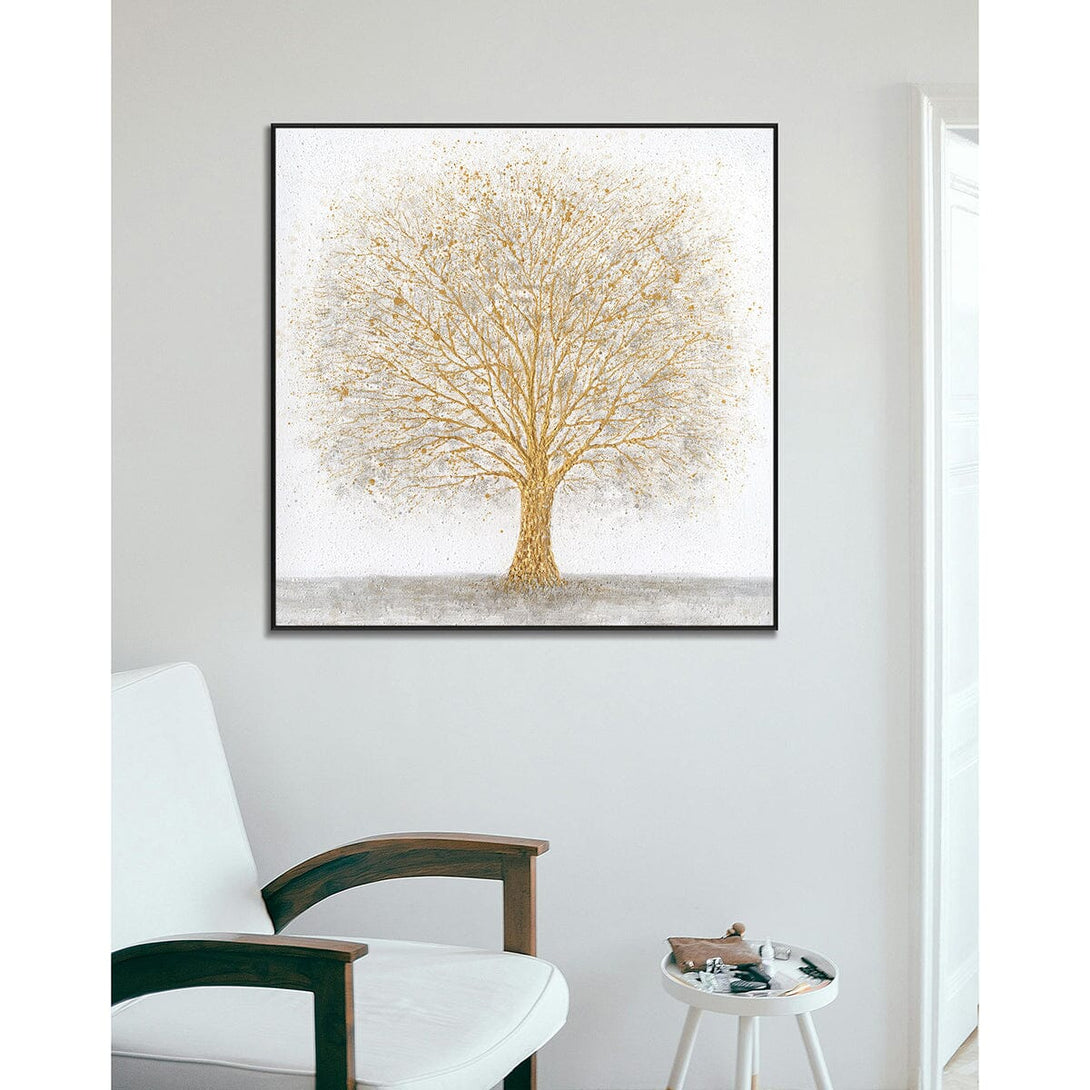 Radiant Life – Golden Tree on White Canvas #J4172 Painting artwepaint 