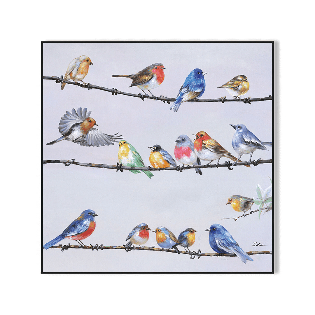 Rainbow Melody – Colorful Birds on Branches #H0651 Painting artwepaint 