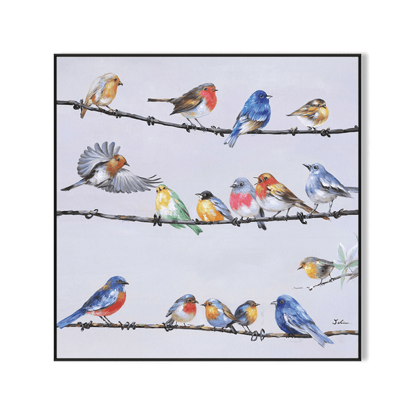 Rainbow Melody – Colorful Birds on Branches #H0651 Painting artwepaint 