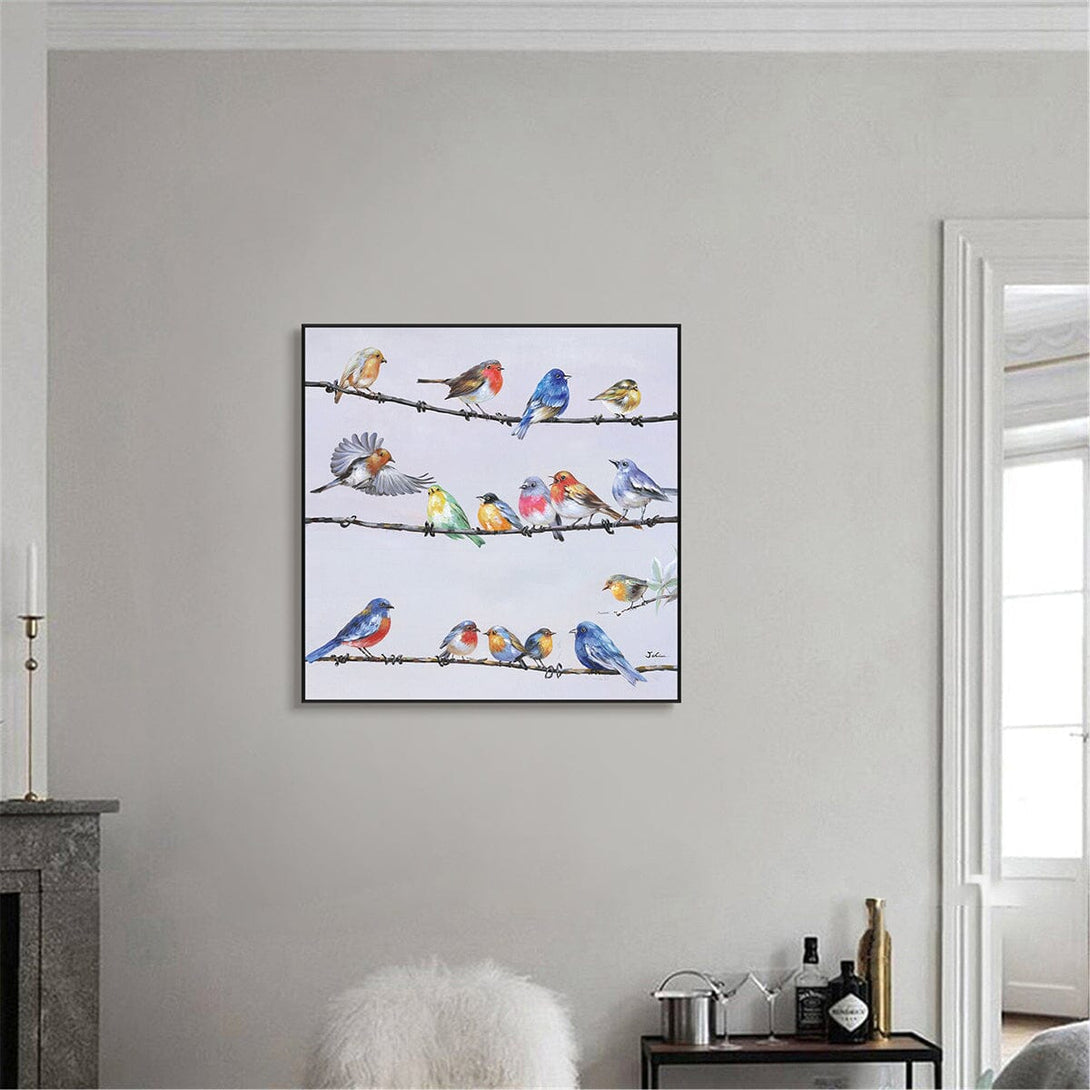 Rainbow Melody – Colorful Birds on Branches #H0651 Painting artwepaint 