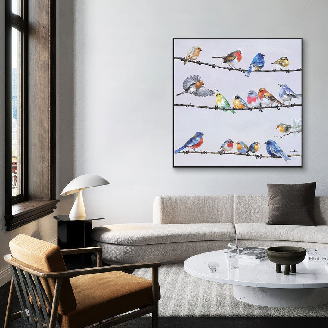 Rainbow Melody – Colorful Birds on Branches #H0651 Painting artwepaint 