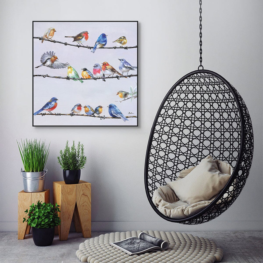 Rainbow Melody – Colorful Birds on Branches #H0651 Painting artwepaint 