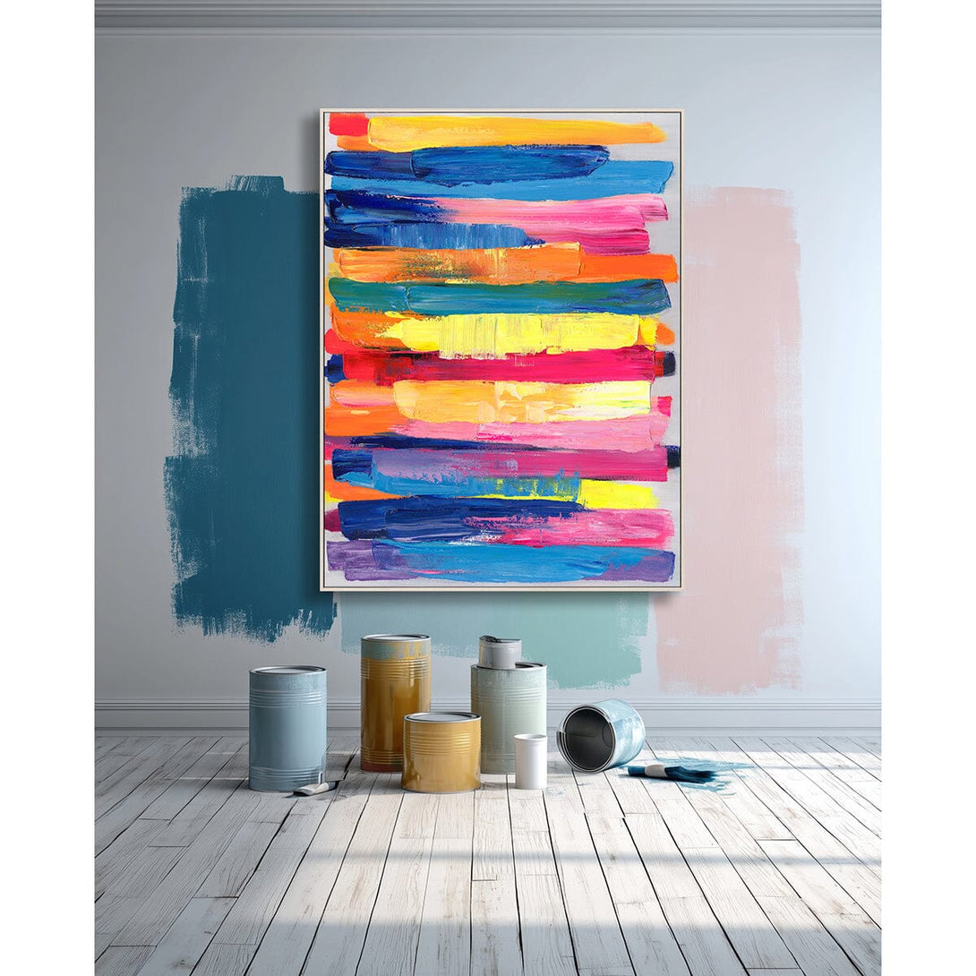 Rainbow Stripes-Vibrant Abstract Painting #P2648 Painting artwepaint 