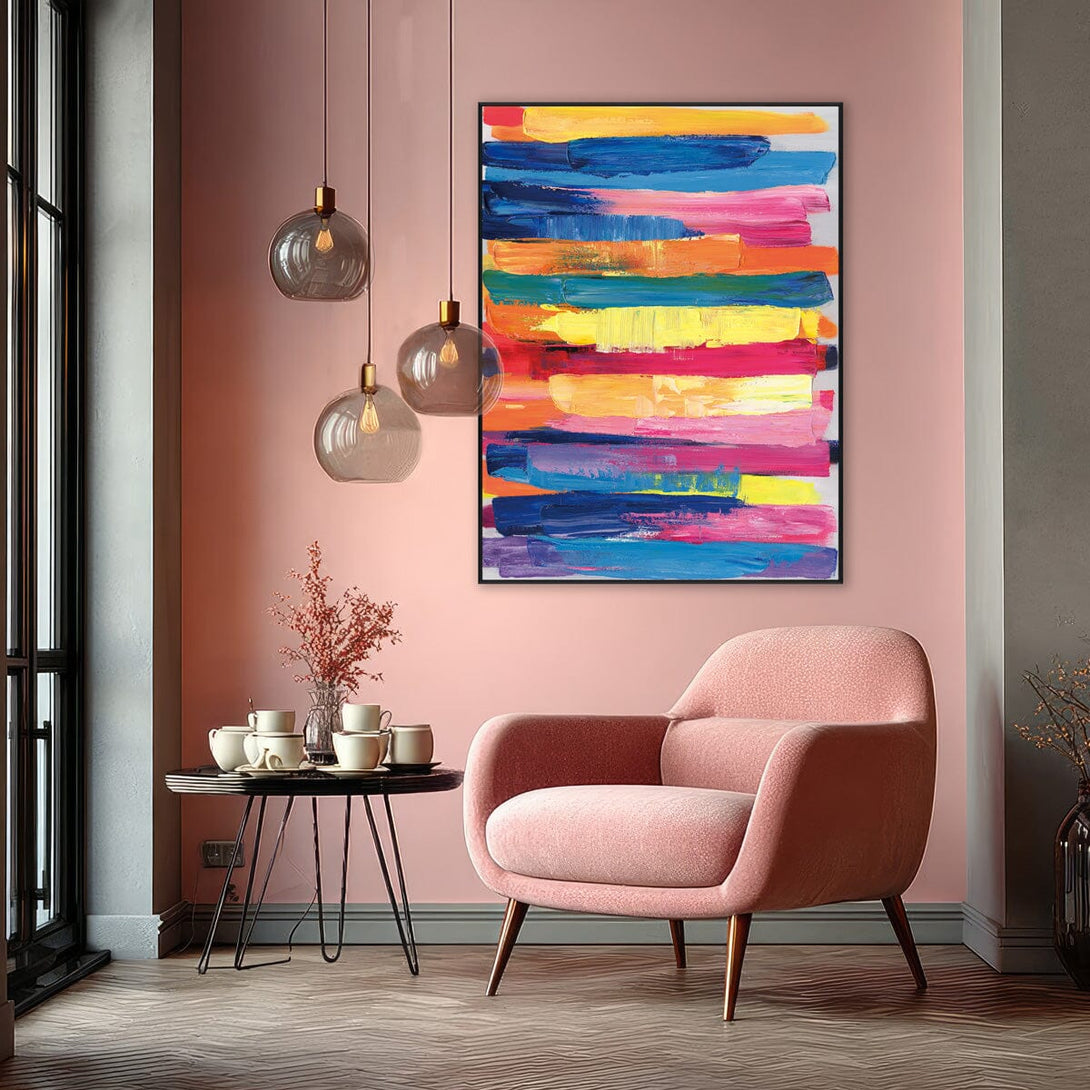 Rainbow Stripes-Vibrant Abstract Painting #P2648 Painting artwepaint 