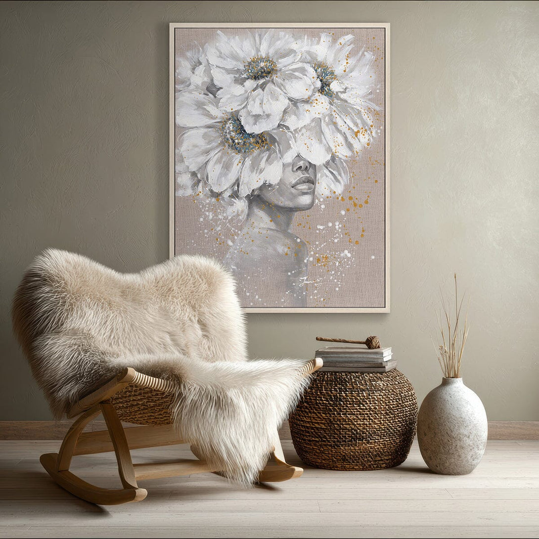 Realm of White - Modern Floral Portrait#M0568 Painting artwepaint 