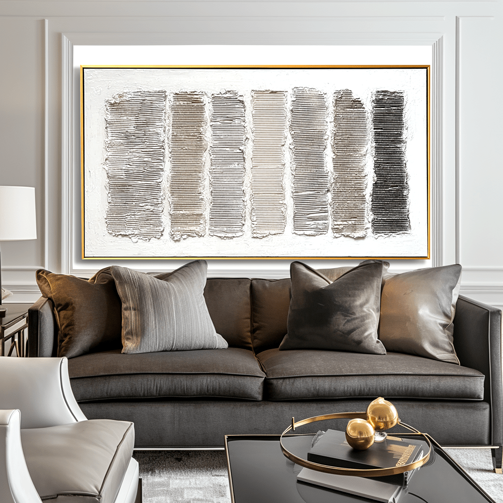 Rhythm Grid – Neutral Geometric Textured Painting #93023 Painting artwepaint 